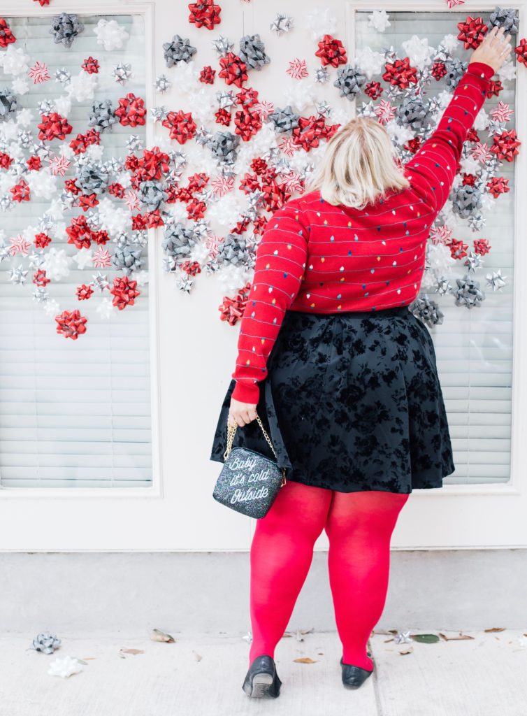 A Plus Size Holiday Look Inspired by Christmas Decorations - Glitter +  Lazers